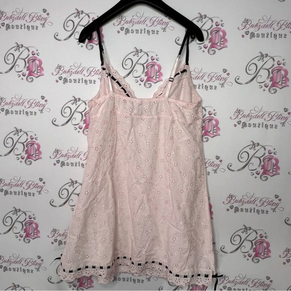 Blush babydoll dress floral ribbon black bow ties sweet coquette baby pink luxe - Picture 3 of 14